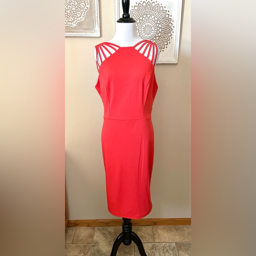NWT deep salmon cocktail dress size L